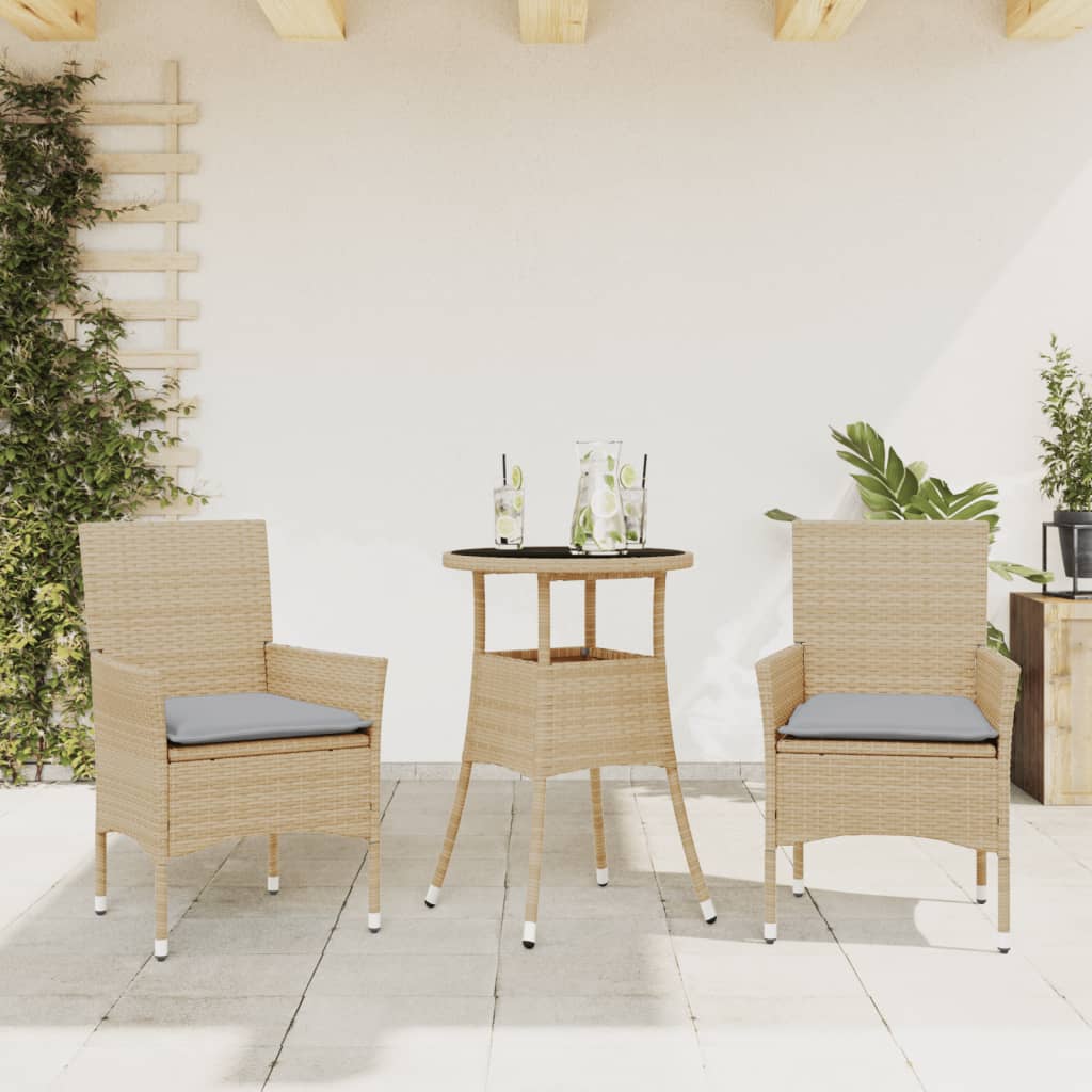 Matgrupp För Trädgården Med Dynor 3 Delar Konstrotting&amp;Glas