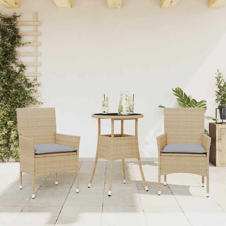 Matgrupp För Trädgården Med Dynor 3 Delar Konstrotting&amp;Glas
