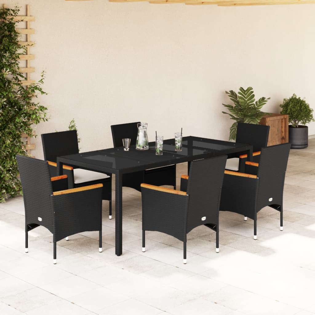 Matgrupp För Trädgården Med Dynor 7 Delar Konstrotting&amp;Glas