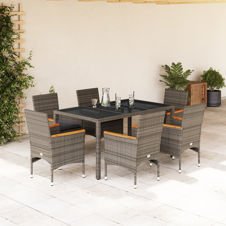 Matgrupp För Trädgården Med Dynor 7 Delar Konstrotting&amp;Glas