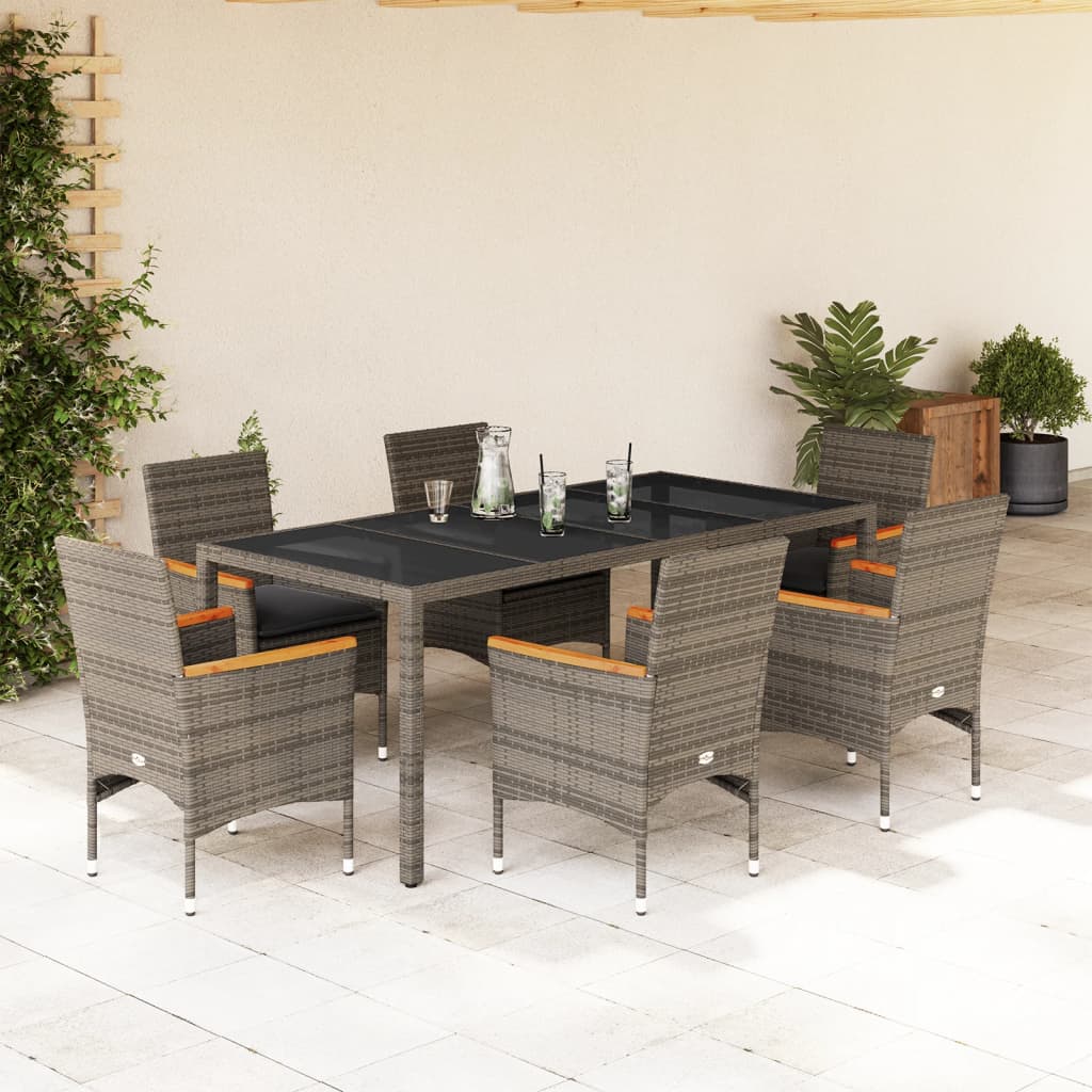 Matgrupp För Trädgården Med Dynor 7 Delar Konstrotting&amp;Glas