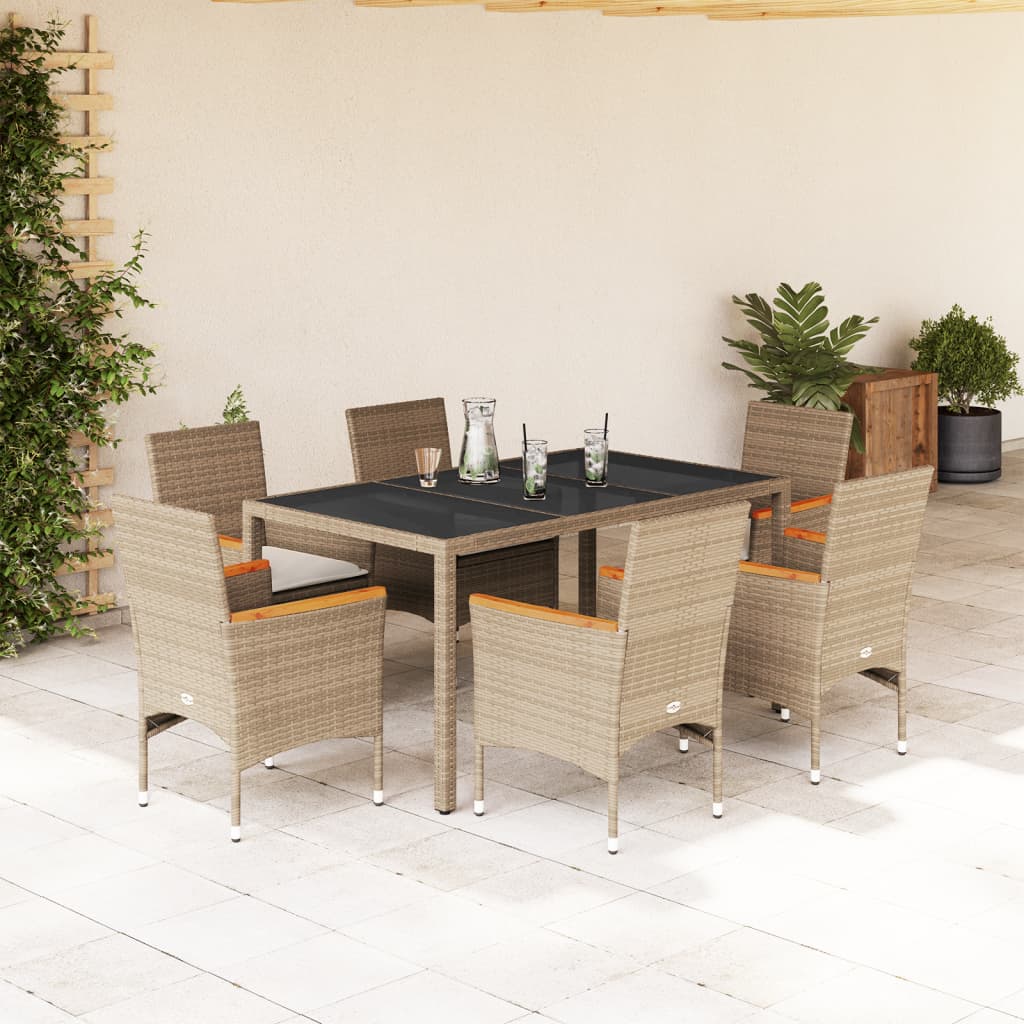 Matgrupp För Trädgården Med Dynor 7 Delar Konstrotting&amp;Glas