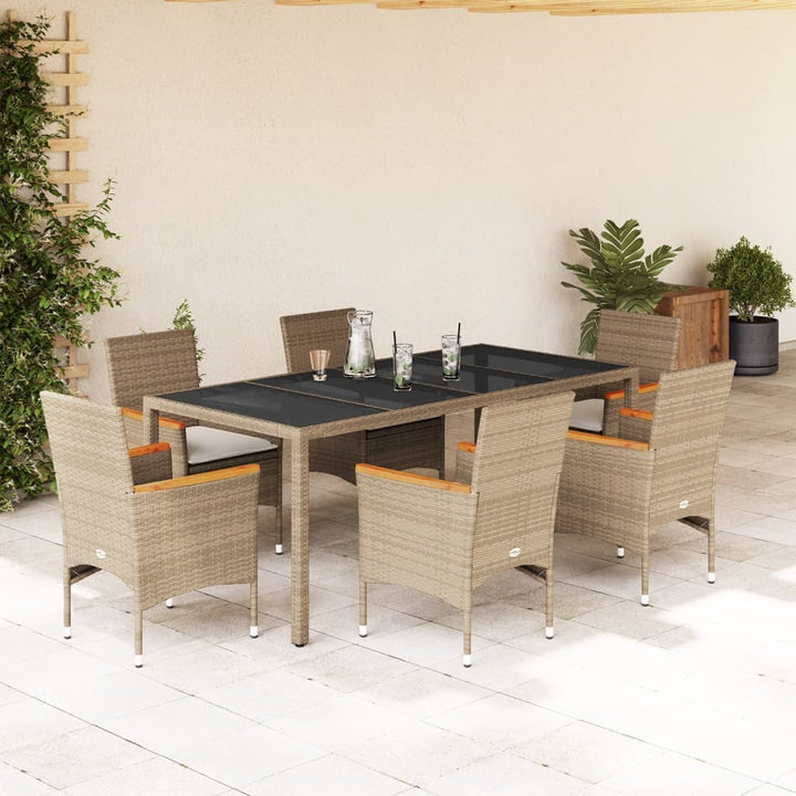 Matgrupp För Trädgården Med Dynor 7 Delar Konstrotting&amp;Glas