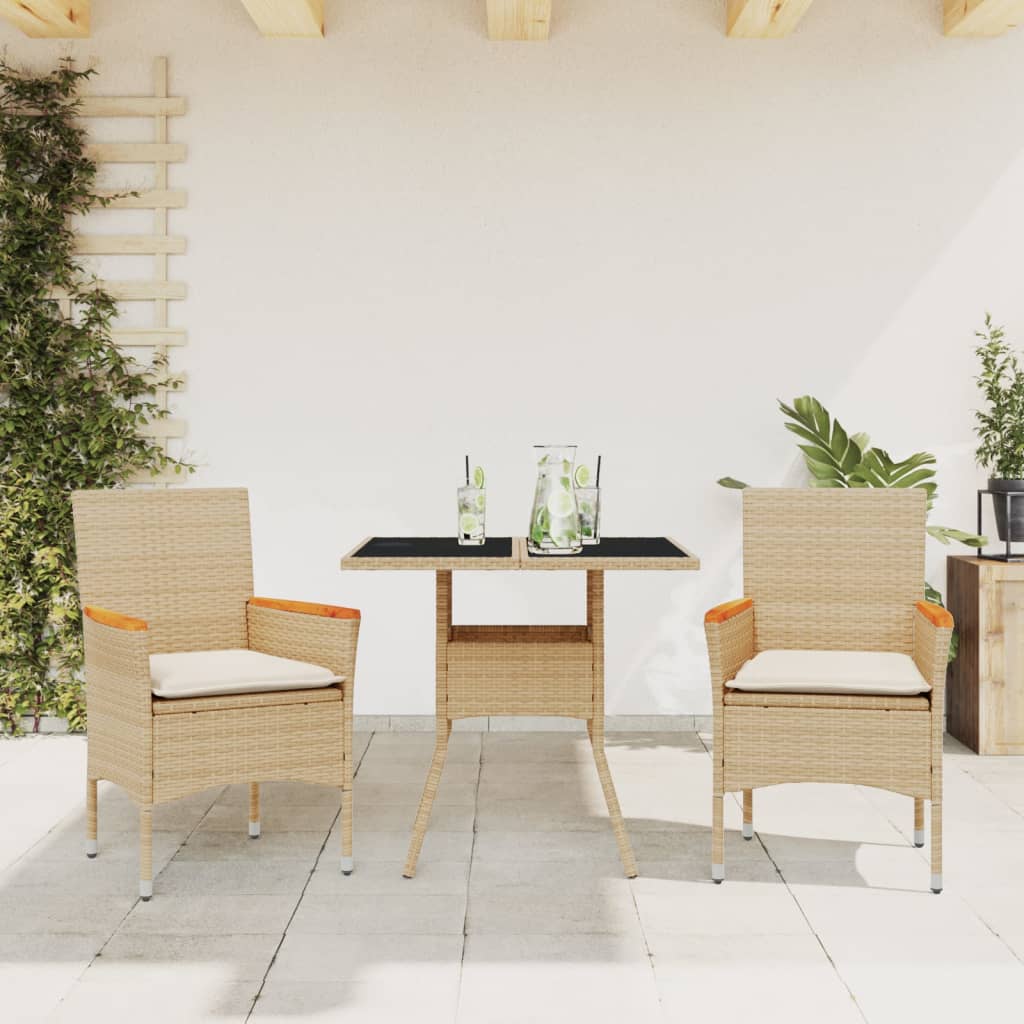 Matgrupp För Trädgården Med Dynor 3 Delar Konstrotting&amp;Glas