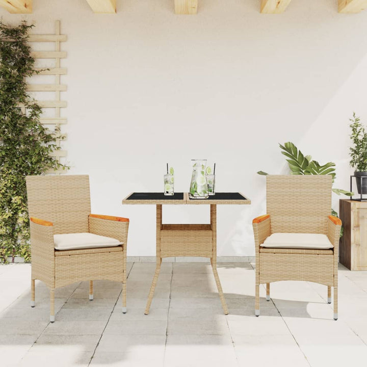 Matgrupp För Trädgården Med Dynor 3 Delar Konstrotting&amp;Glas