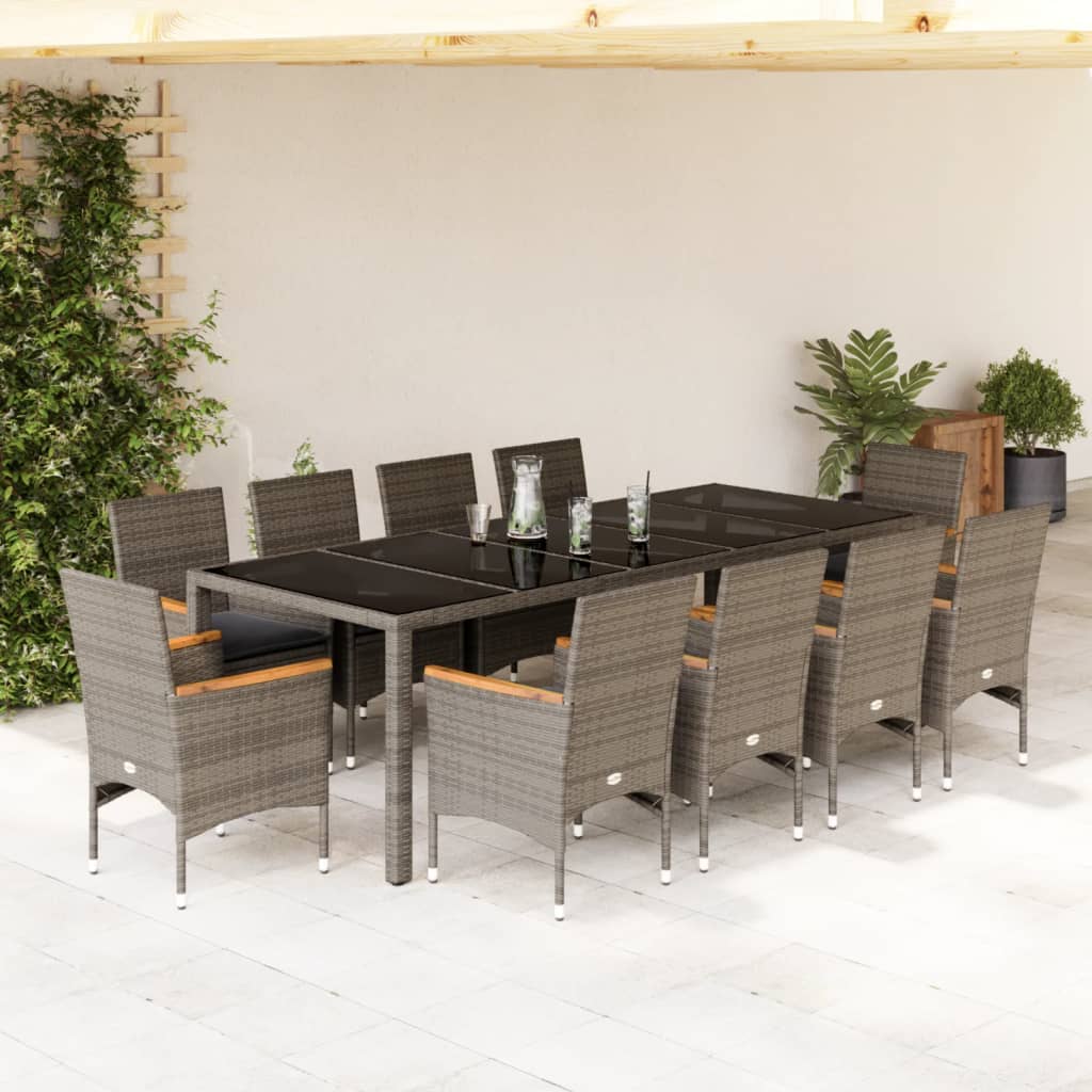 Matgrupp För Trädgård Med Dynor 11Delar Konstrotting&amp;Glas