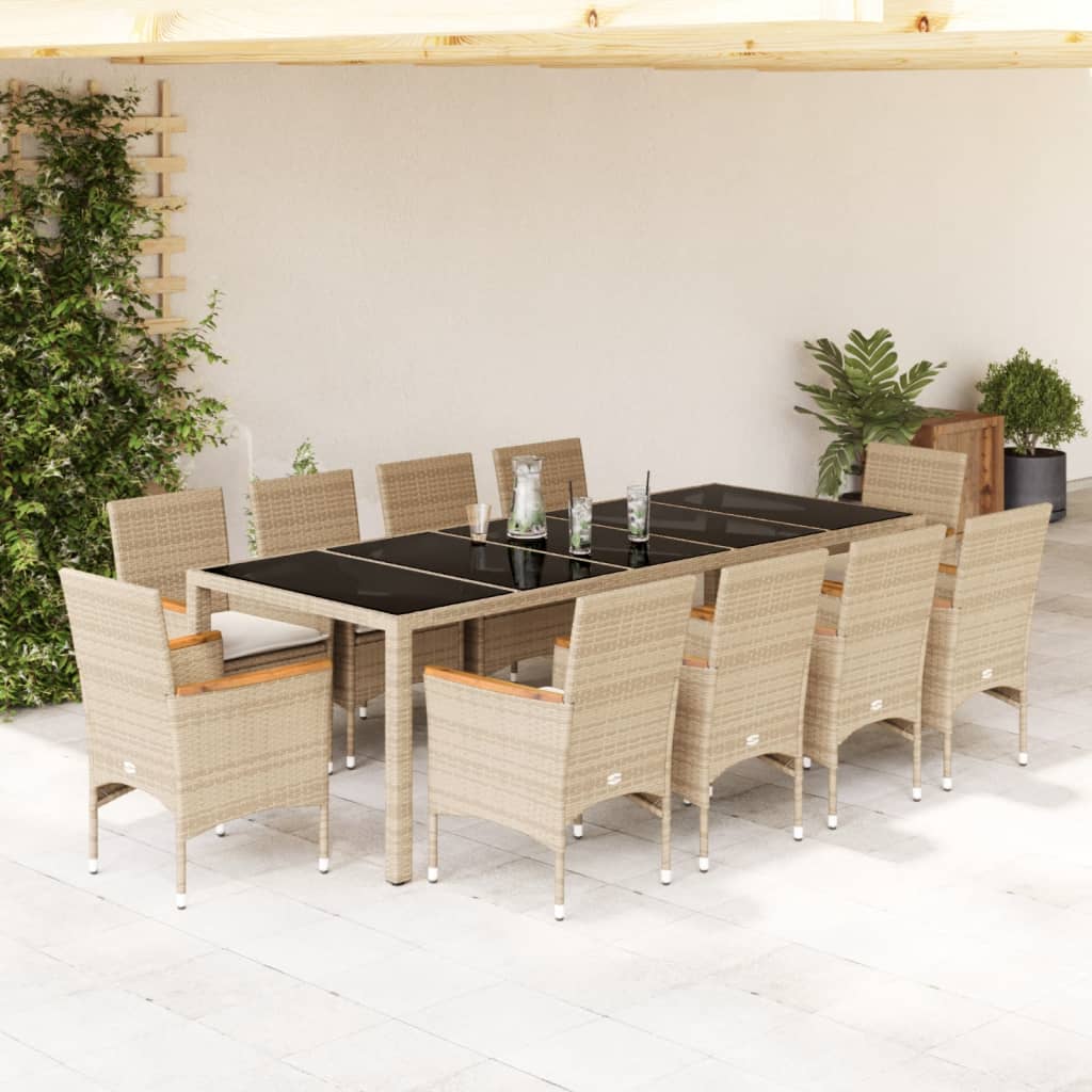 Matgrupp För Trädgård Med Dynor 11Delar Konstrotting&Glas