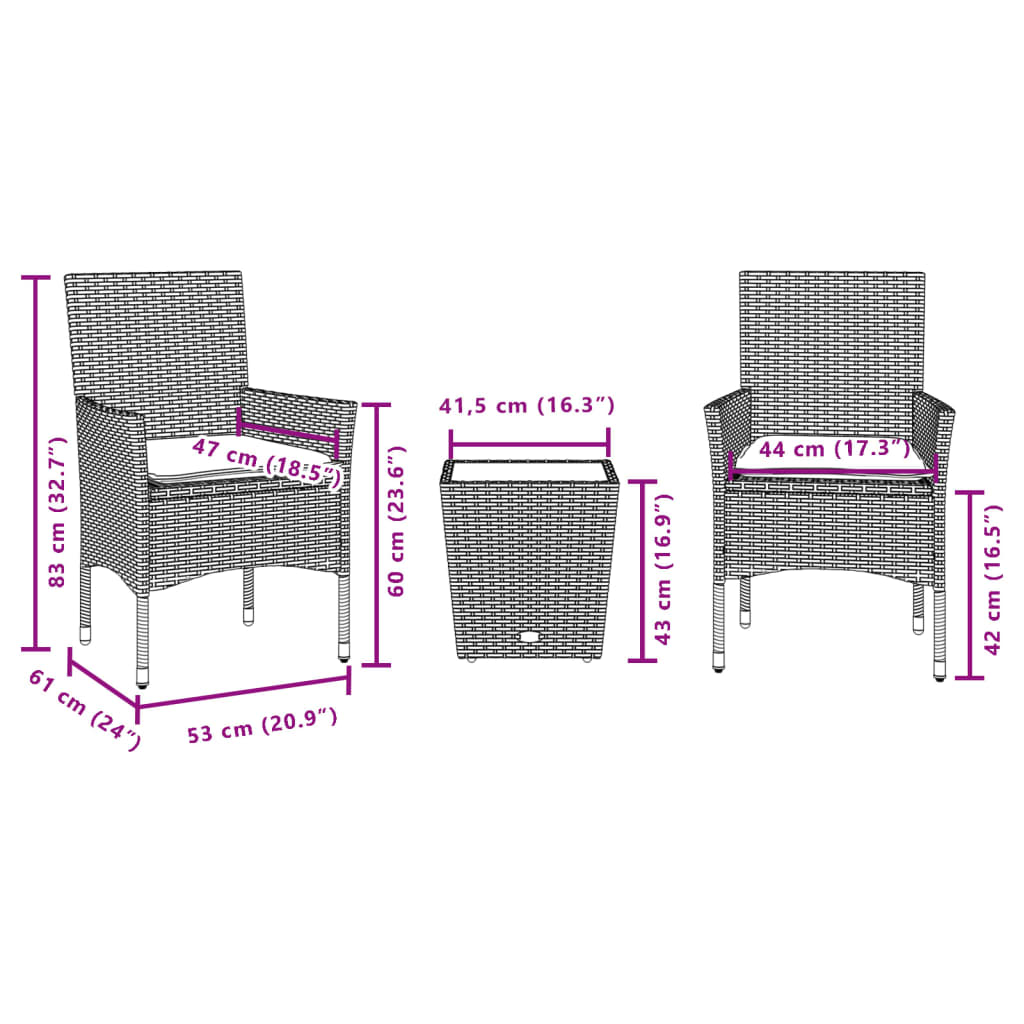 Bistrogrupp Med Dynor 3 Delar Konstrotting Och Glas