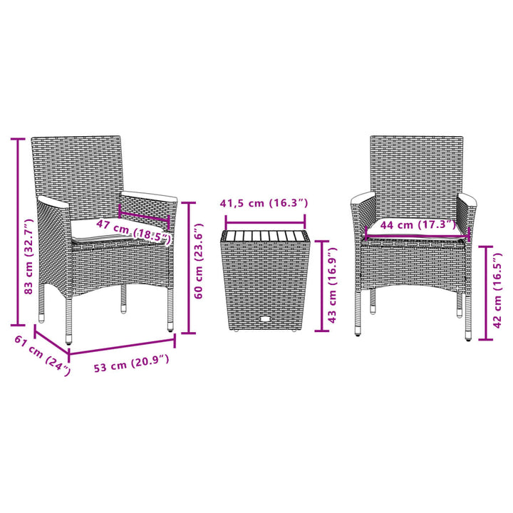 Bistrogrupp Med Dynor 3 Delar Konstrotting Och Glas