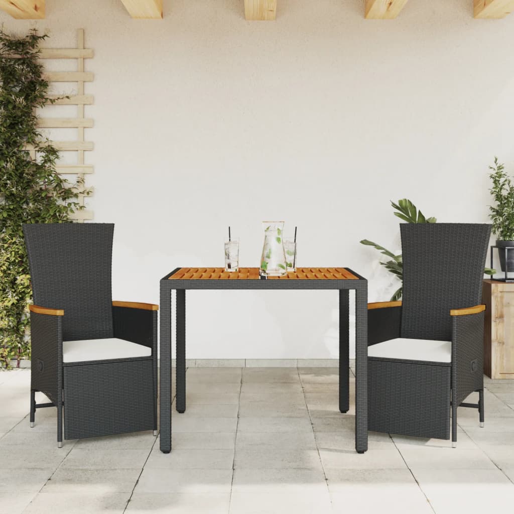 Matgrupp För Trädgården Med Dynor 7 Delar Svart Konstrotting