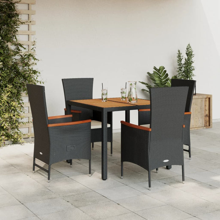Matgrupp För Trädgården Med Dynor 7 Delar Svart Konstrotting