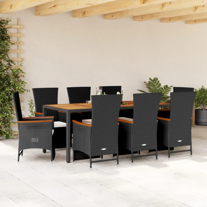Matgrupp För Trädgården Med Dynor 7 Delar Svart Konstrotting
