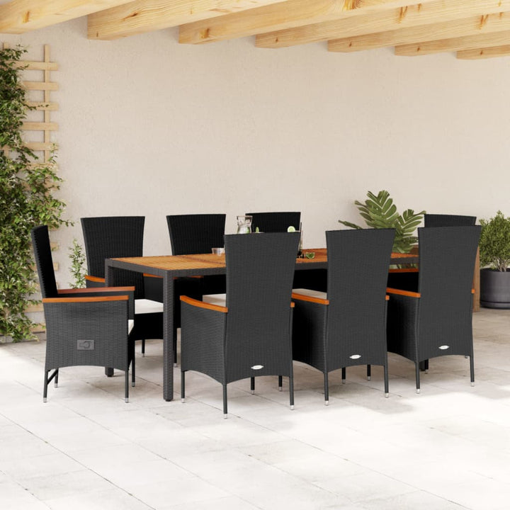 Matgrupp För Trädgården Med Dynor 7 Delar Svart Konstrotting