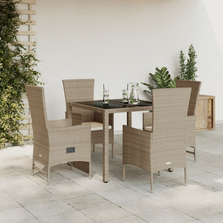 Matgrupp För Trädgården Med Dynor 5 Delar Beige Konstrotting