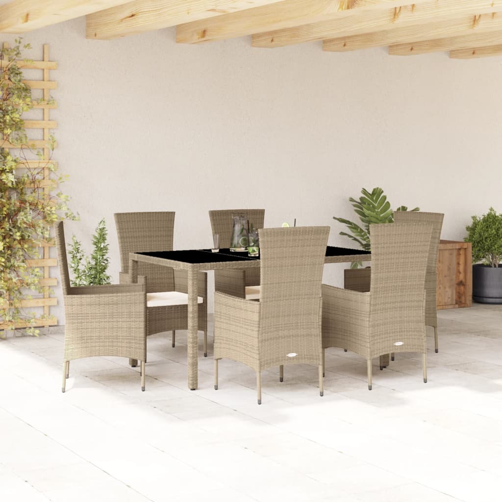 Matgrupp För Trädgården Med Dynor 5 Delar Beige Konstrotting