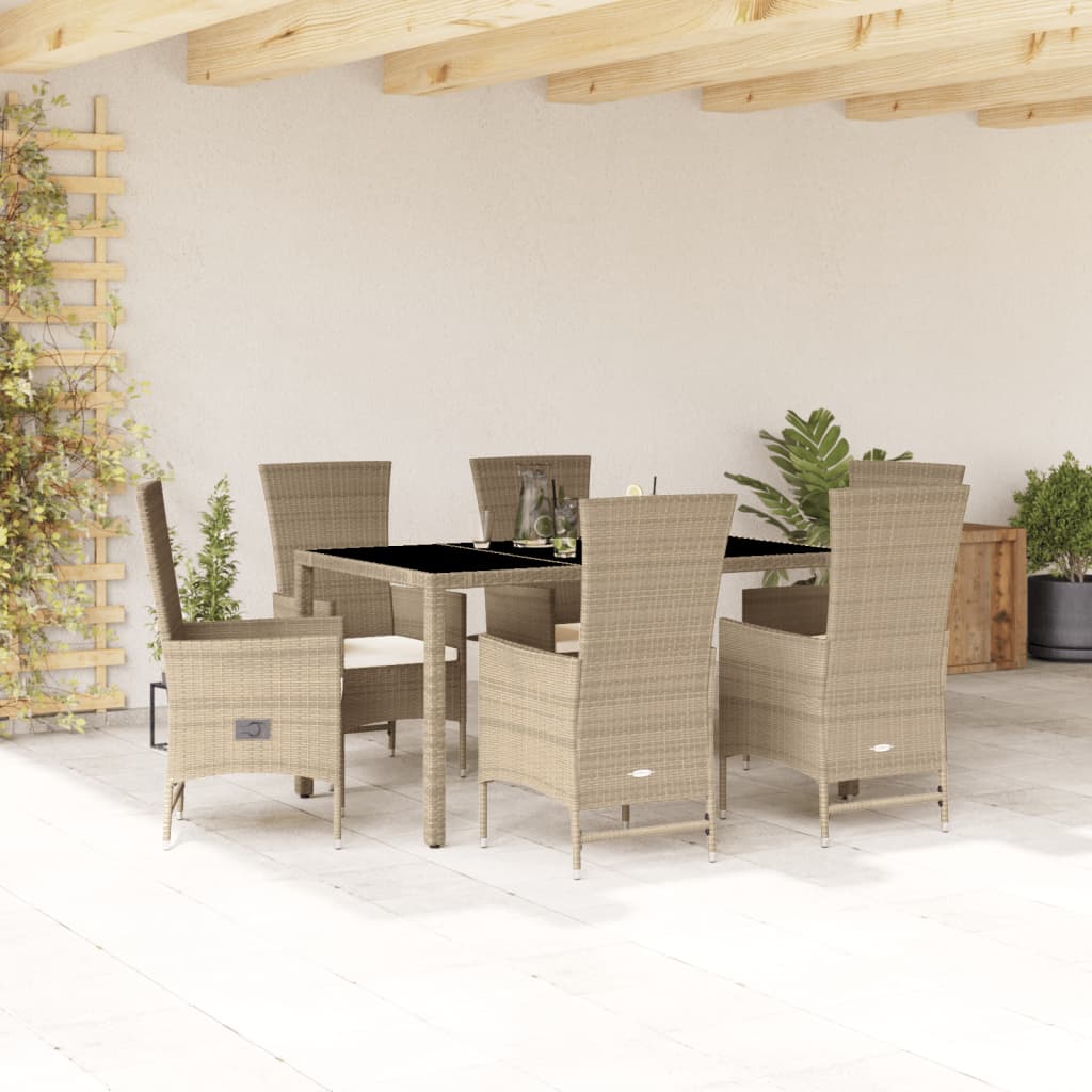Matgrupp För Trädgården Med Dynor 5 Delar Beige Konstrotting