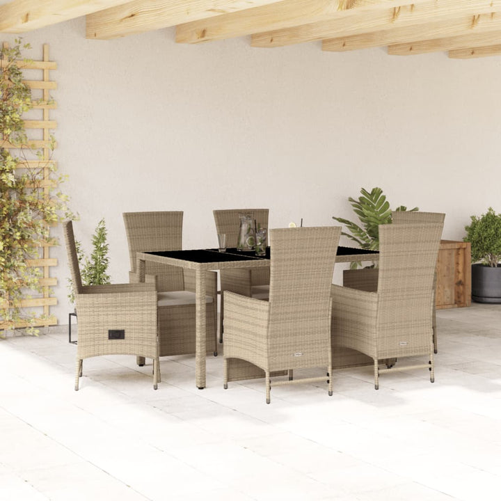 Matgrupp För Trädgården Med Dynor 5 Delar Beige Konstrotting