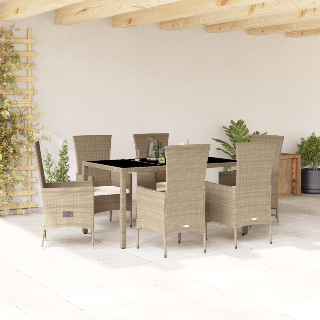 Matgrupp För Trädgården Med Dynor 5 Delar Beige Konstrotting