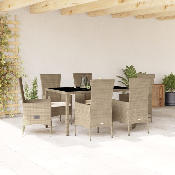 Matgrupp För Trädgården Med Dynor 5 Delar Beige Konstrotting