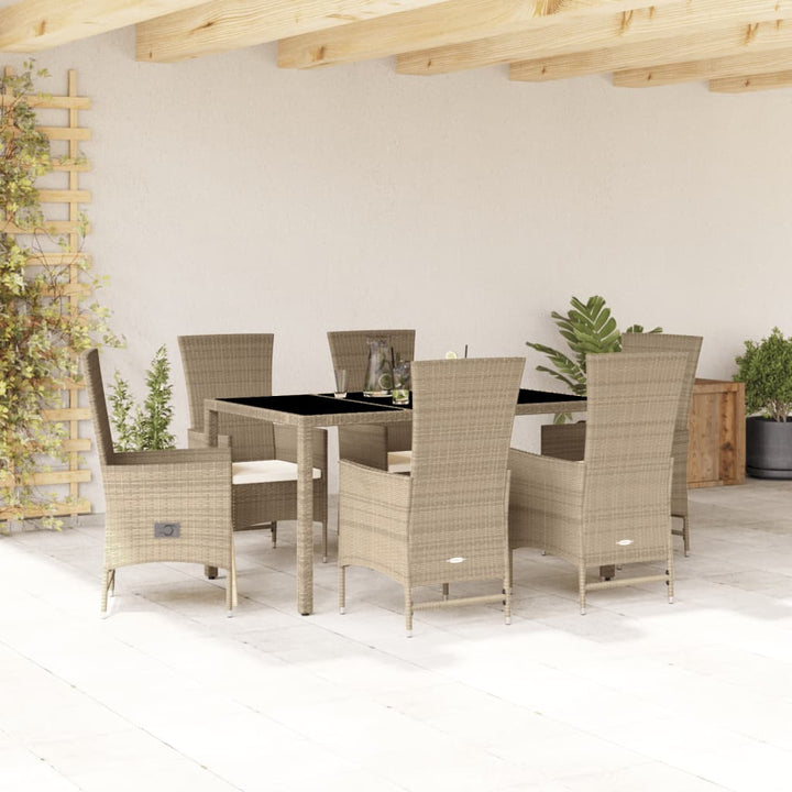 Matgrupp För Trädgården Med Dynor 5 Delar Beige Konstrotting