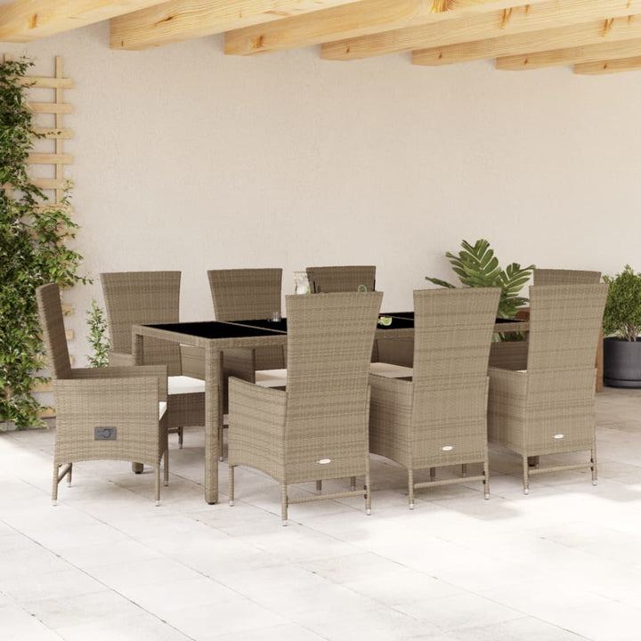 Matgrupp För Trädgården Med Dynor 5 Delar Beige Konstrotting