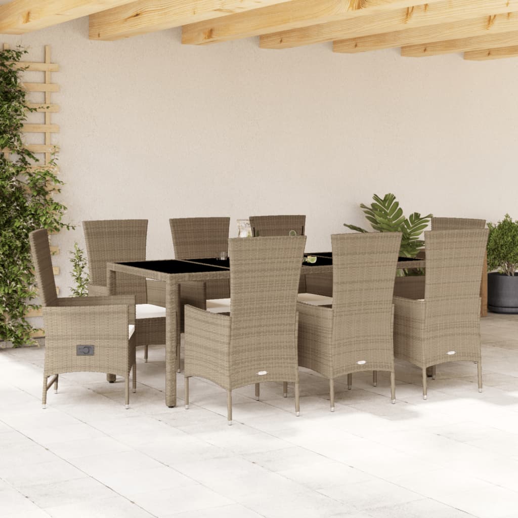Matgrupp För Trädgården Med Dynor 5 Delar Beige Konstrotting