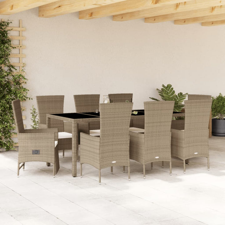 Matgrupp För Trädgården Med Dynor 5 Delar Beige Konstrotting