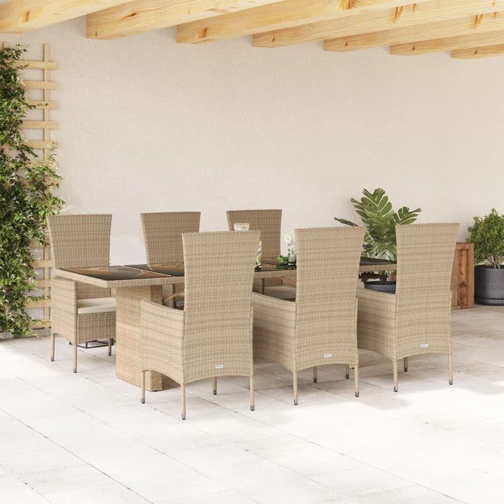 Matgrupp För Trädgården Med Dynor 9 Delar Beige Konstrotting