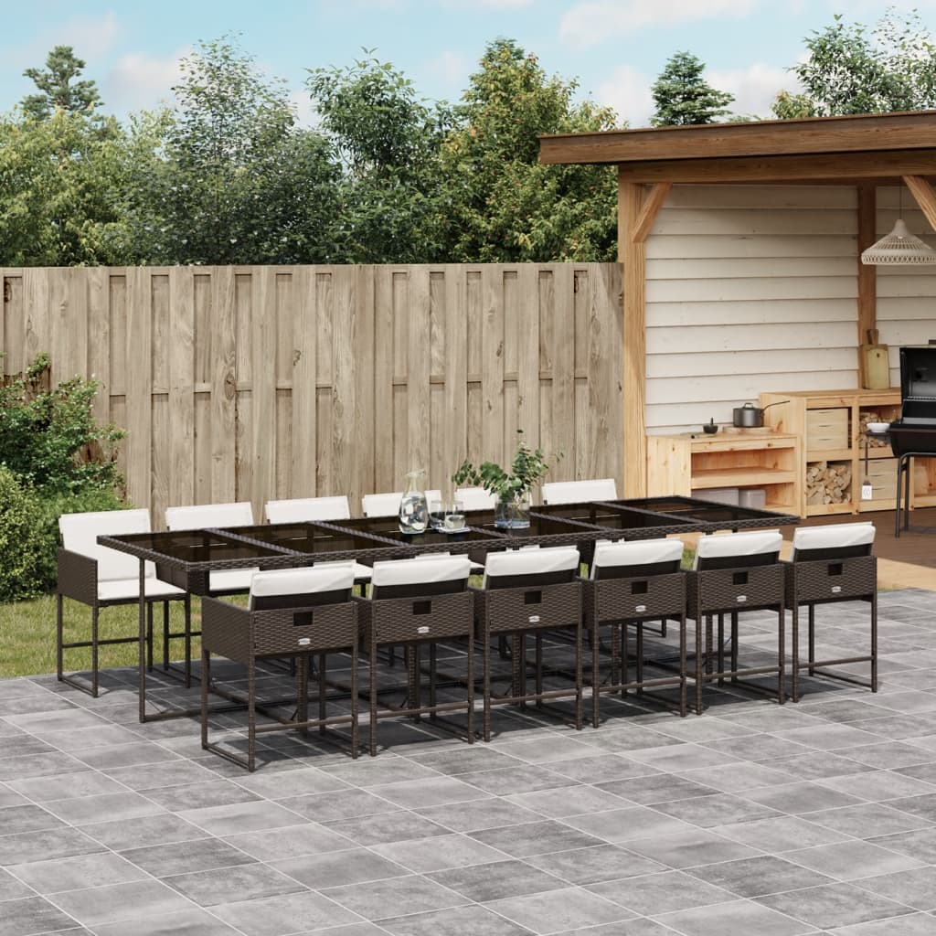 Matgrupp För Trädgården Med Dynor 7 Delar Svart Konstrotting