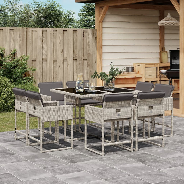 Matgrupp För Trädgården Med Dynor 9 Delar Konstrotting