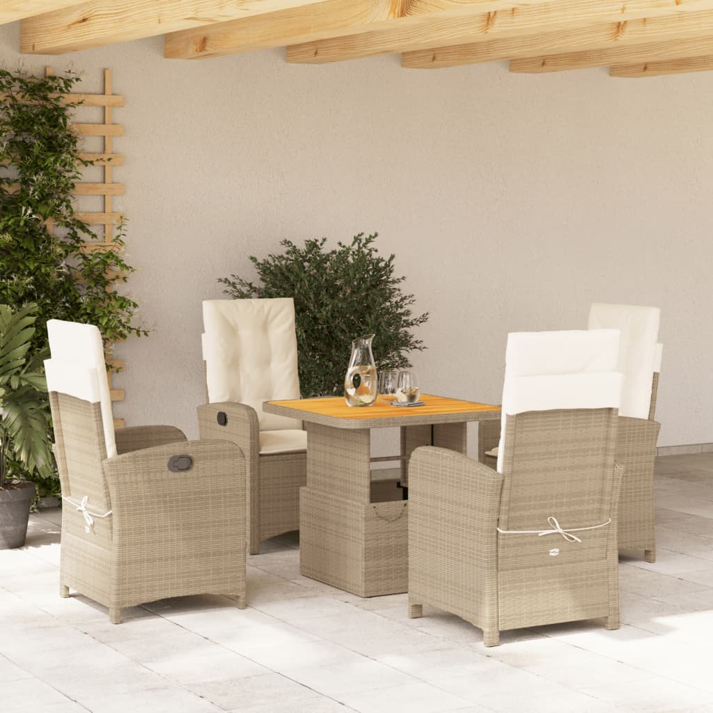 Matgrupp För Trädgården 3 Delar Med Dynor Beige Konstrotting