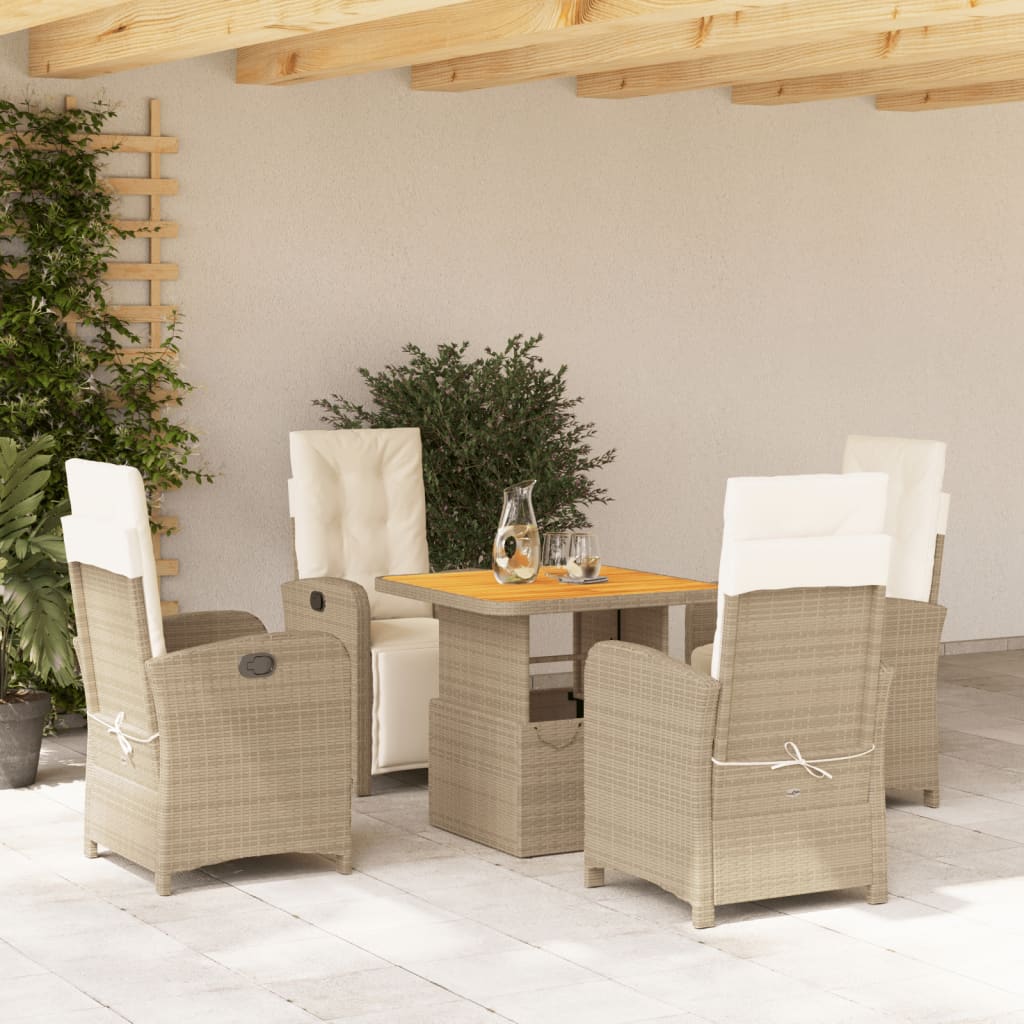 Matgrupp För Trädgården 3 Delar Med Dynor Beige Konstrotting