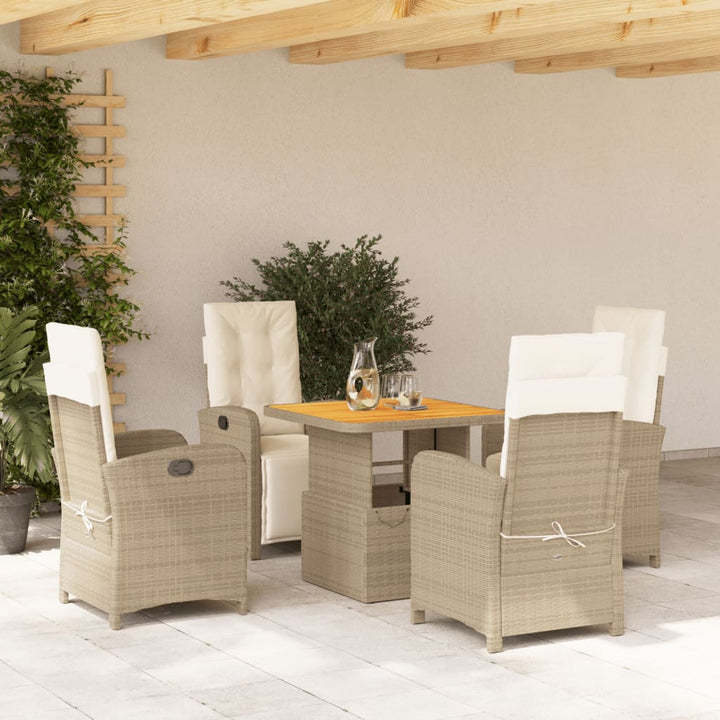 Matgrupp För Trädgården 3 Delar Med Dynor Beige Konstrotting