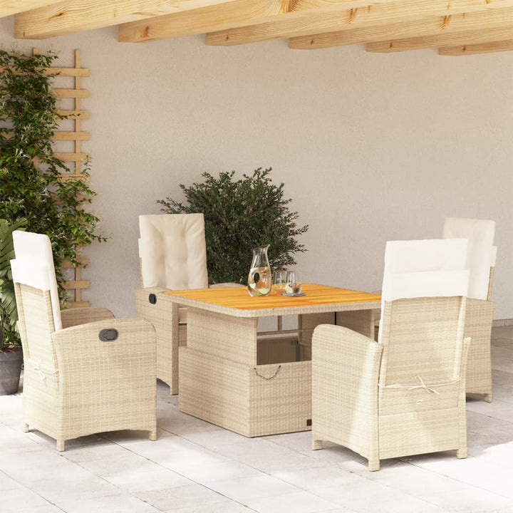 Matgrupp För Trädgården 3 Delar Med Dynor Beige Konstrotting