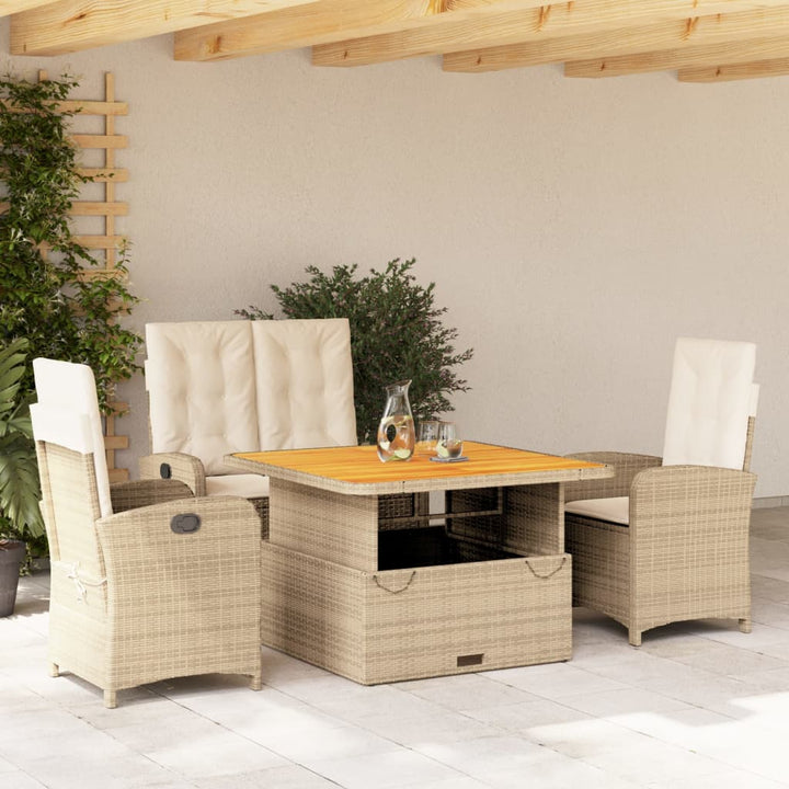 Matgrupp För Trädgården 3 Delar Med Dynor Beige Konstrotting
