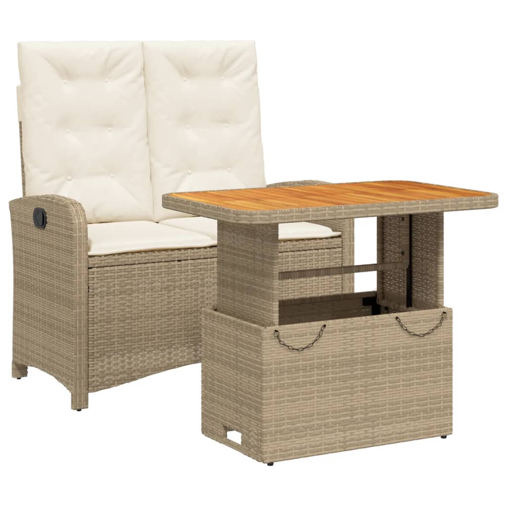 Matgrupp För Trädgården Med Dynor 2 Delar Beige Konstrotting