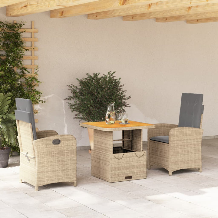 Matgrupp För Trädgården Med Dynor 5 Delar Beige Konstrotting