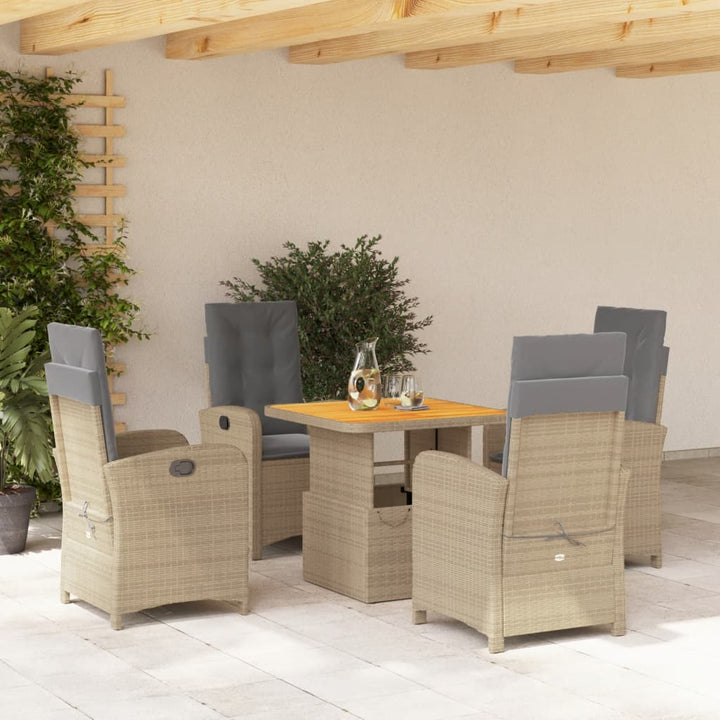 Matgrupp För Trädgården Med Dynor 5 Delar Beige Konstrotting