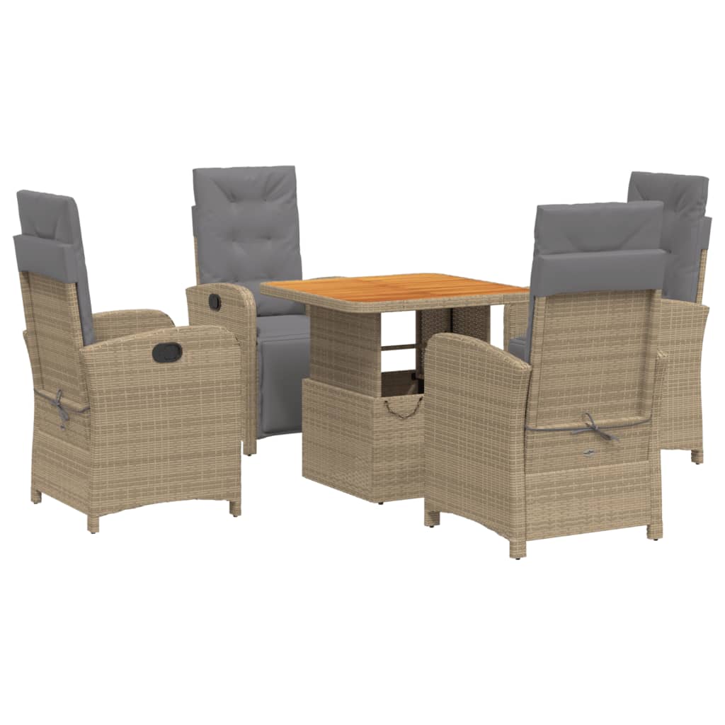 Matgrupp För Trädgården Med Dynor 5 Delar Beige Konstrotting