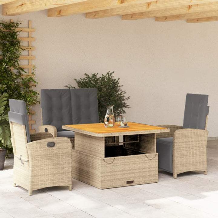 Matgrupp För Trädgården Med Dynor 5 Delar Beige Konstrotting