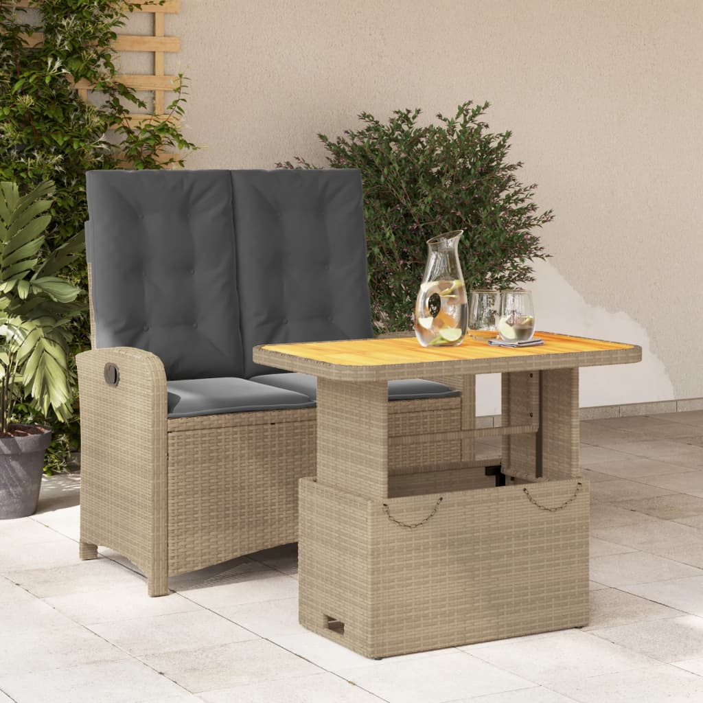 Matgrupp För Trädgården Med Dynor 5 Delar Beige Konstrotting