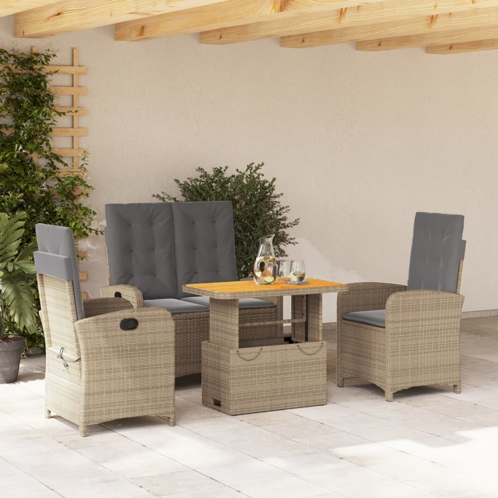 Matgrupp För Trädgården Med Dynor 5 Delar Beige Konstrotting