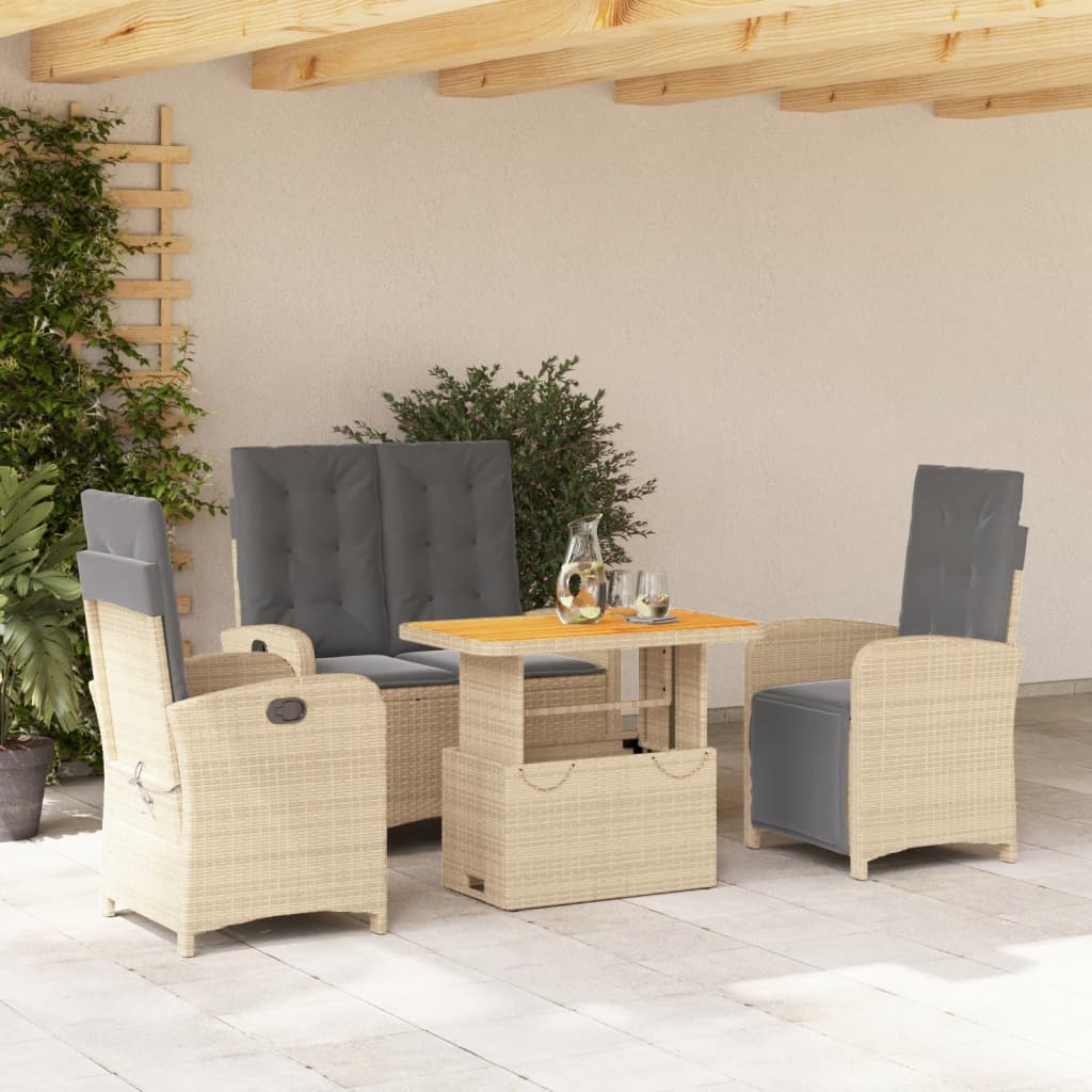 Matgrupp För Trädgården Med Dynor 5 Delar Beige Konstrotting