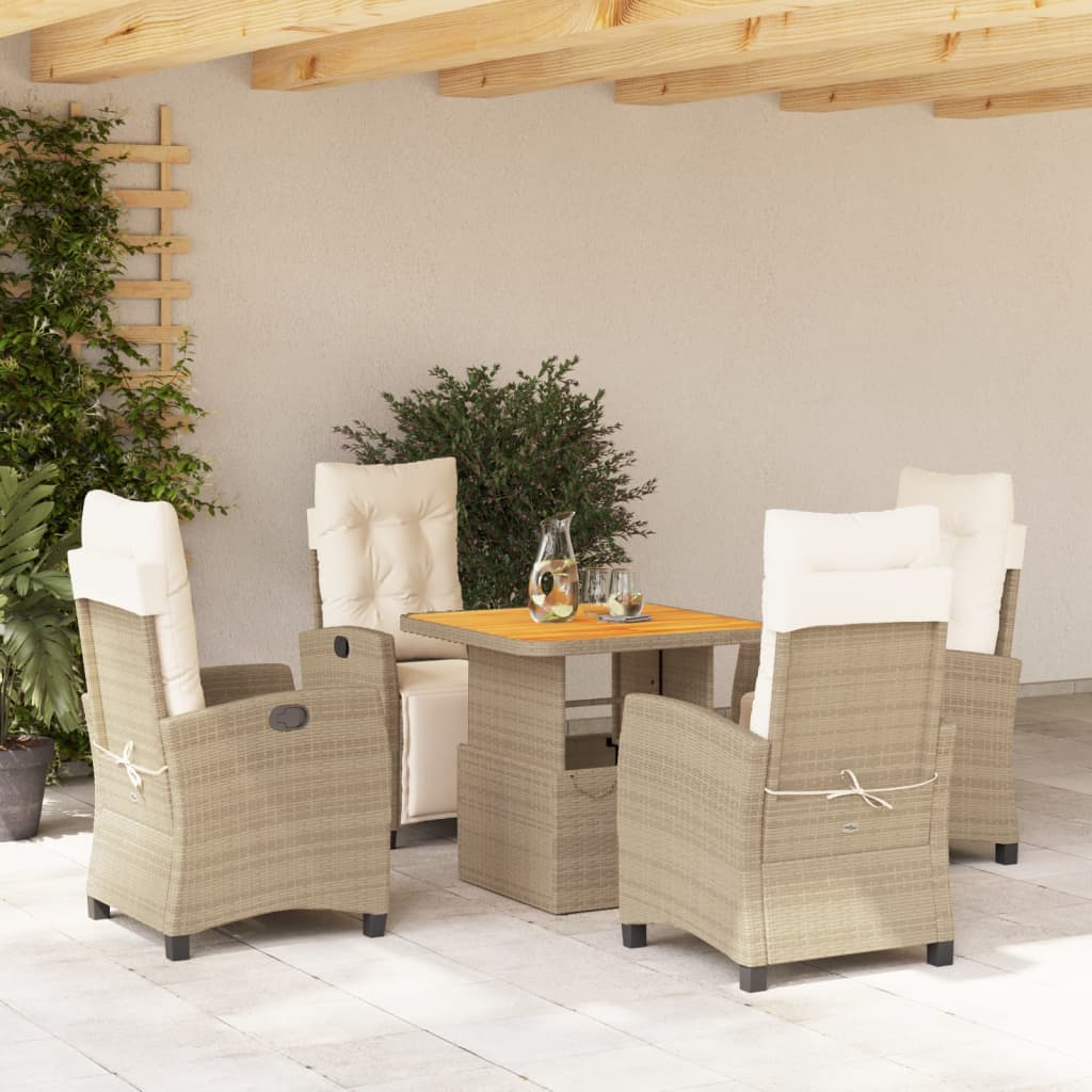 Soffgrupp För Trädgården Med Dynor 4 Delar Beige Konstrotting
