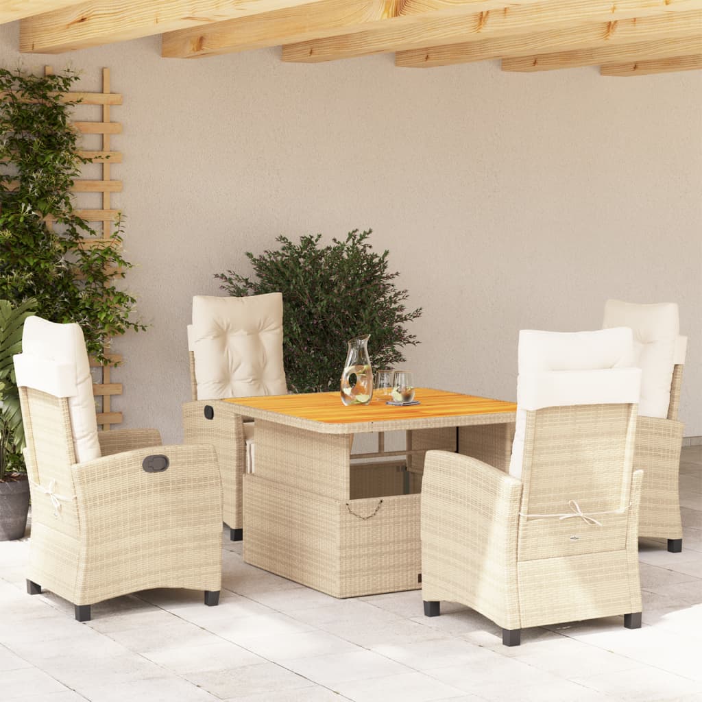 Soffgrupp För Trädgården Med Dynor 4 Delar Beige Konstrotting