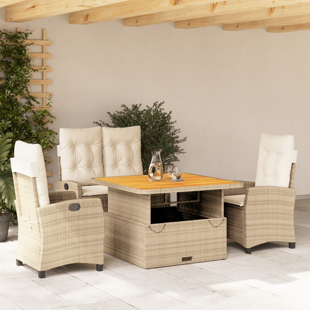 Soffgrupp För Trädgården Med Dynor 4 Delar Beige Konstrotting