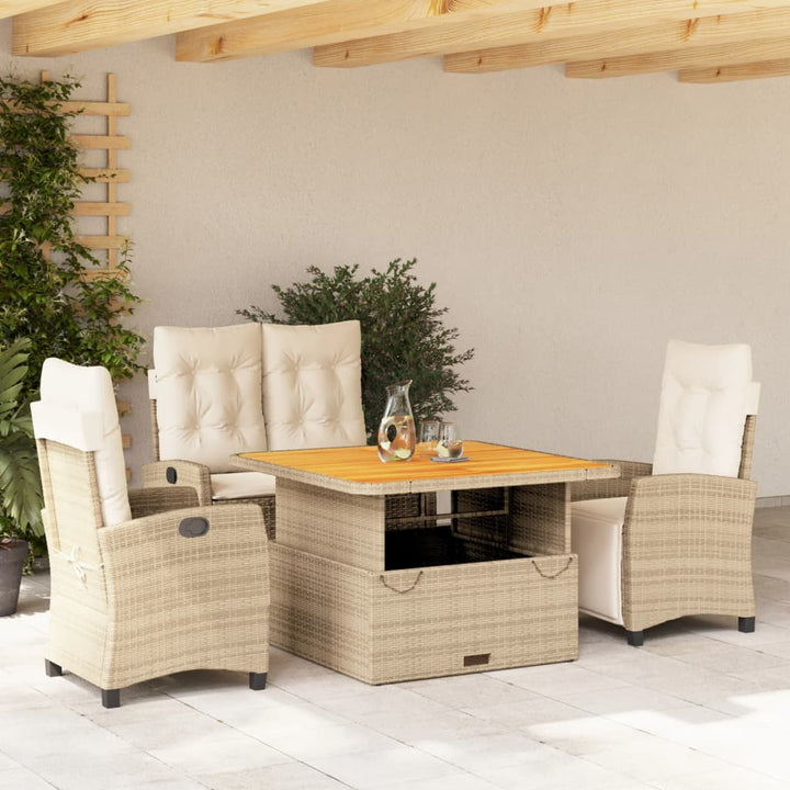 Soffgrupp För Trädgården Med Dynor 4 Delar Beige Konstrotting