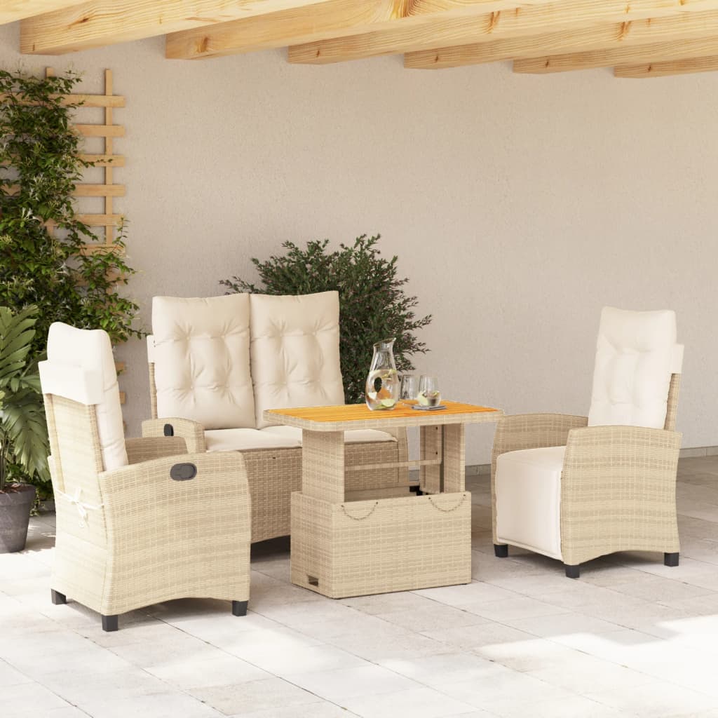 Soffgrupp För Trädgården Med Dynor 4 Delar Beige Konstrotting