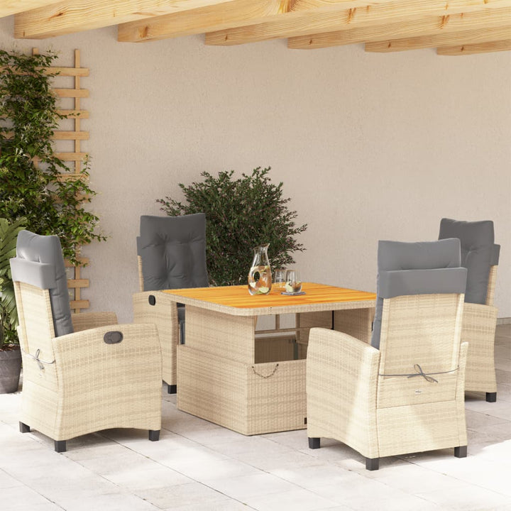 Soffgrupp För Trädgården Med Dynor 4 Delar Beige Konstrotting