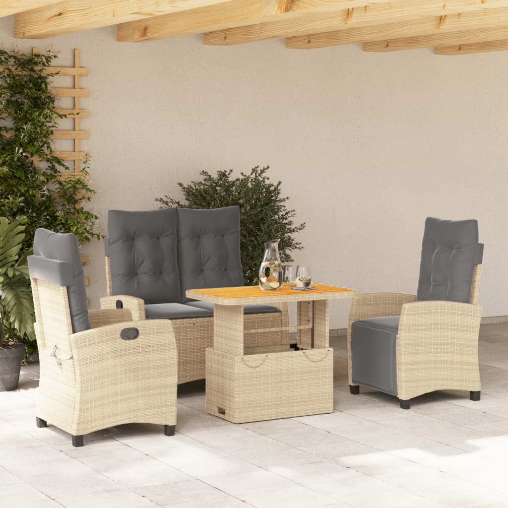 Soffgrupp För Trädgården Med Dynor 4 Delar Beige Konstrotting